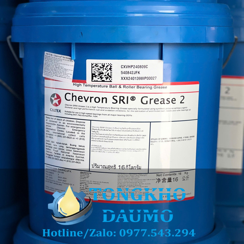 Mỡ cao tốc Chevron SRI Grease 2 – Mỡ bôi trơn vòng bi động cơ điện