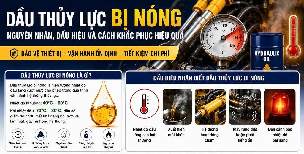 dấu hiệu nhận biết dầu thủy lực bị nóng