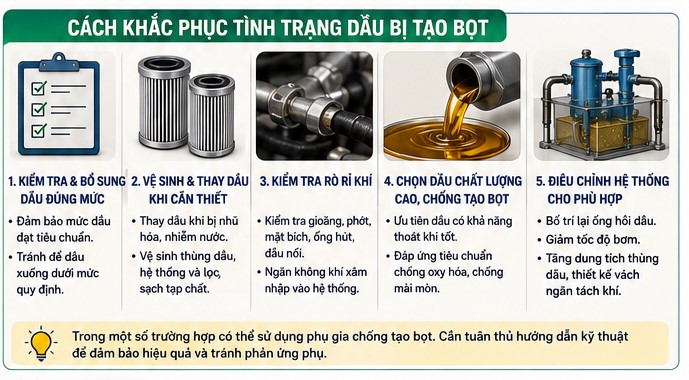 cách khắc phục tình trạng dầu thủy lực bị tạo bọt