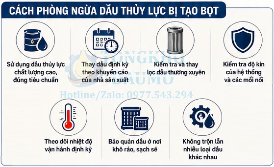 cách phòng ngừa dầu thủy lực tạo bọt