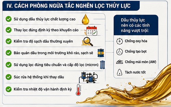 cách phòng ngừa tắc nghẽn lọc thủy lực