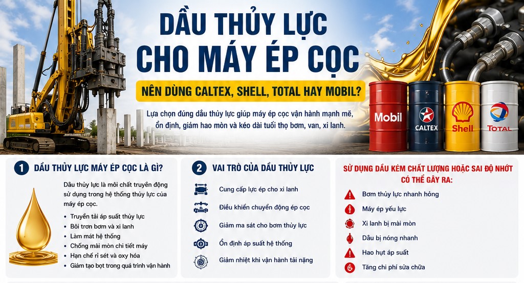 dầu thủy lực cho máy ép cọc