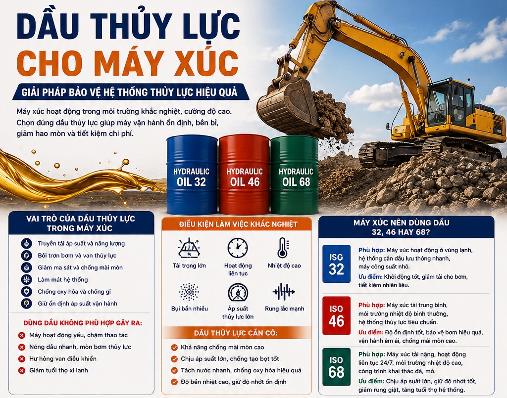 dầu thủy lực cho máy xúc
