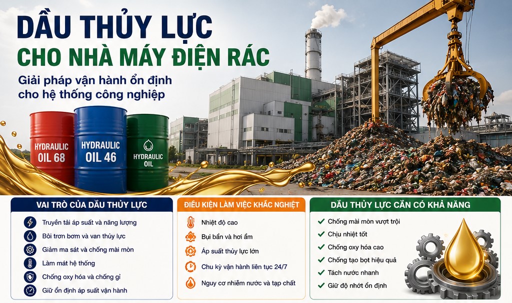 dầu thủy lực cho nhà máy điện rác