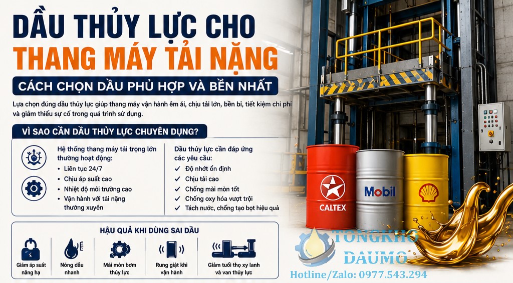 dầu thủy lực cho thang máy chịu tải nặng