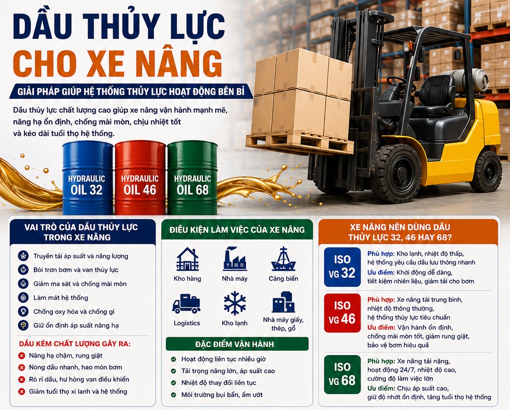 dầu thủy lực cho xe nâng hạ