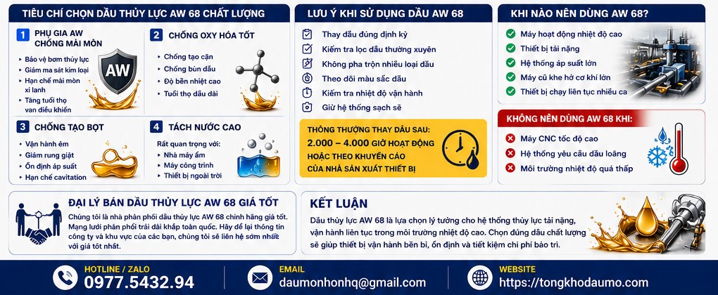 tiêu chí lựa chọn dầu thủy lực
