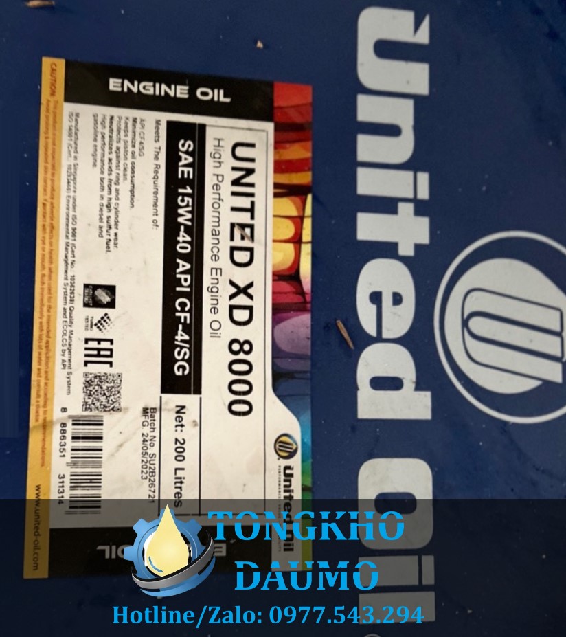 dầu động cơ united xd 8000 sae 15w40 cf-4