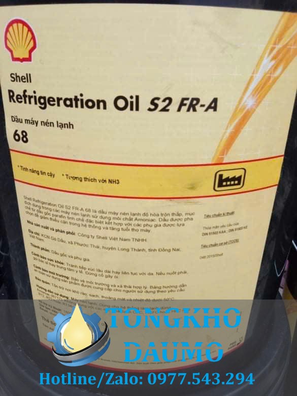 dầu máy nén lạnh shell refrigeration s2 fr-a 68