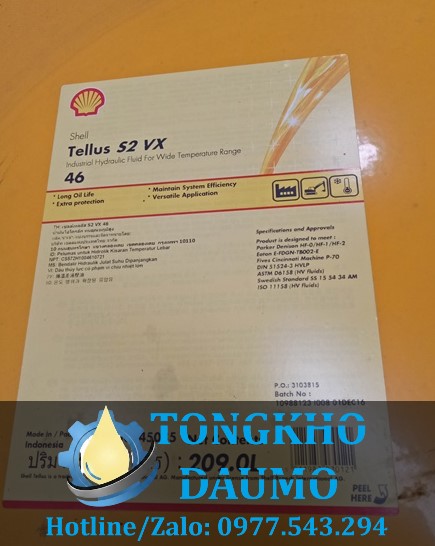 dầu thủy lực công nghiệp shell tellus s2 vx 46