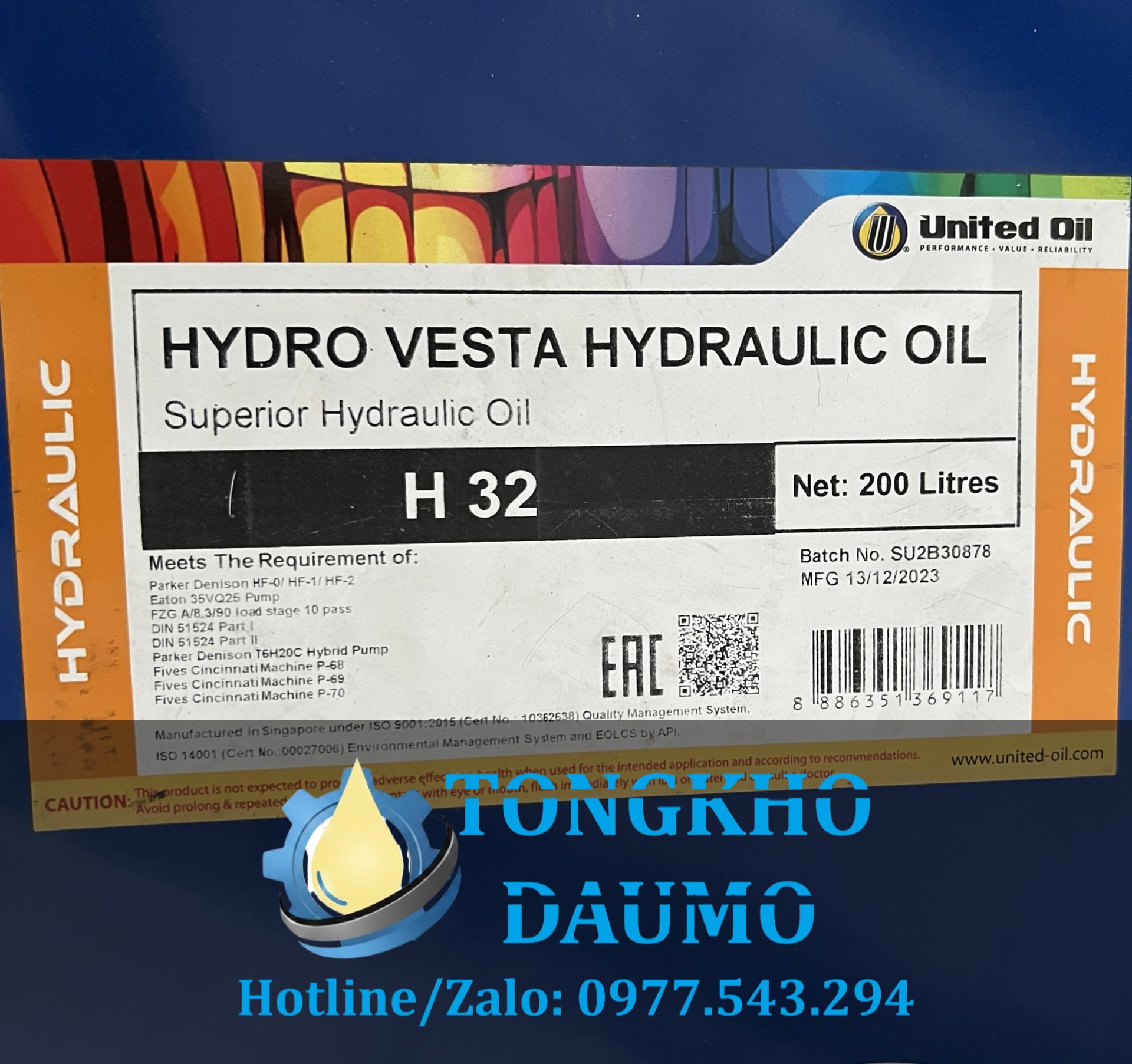dầu thủy lực công nghiệp united hydraulic oil h 32