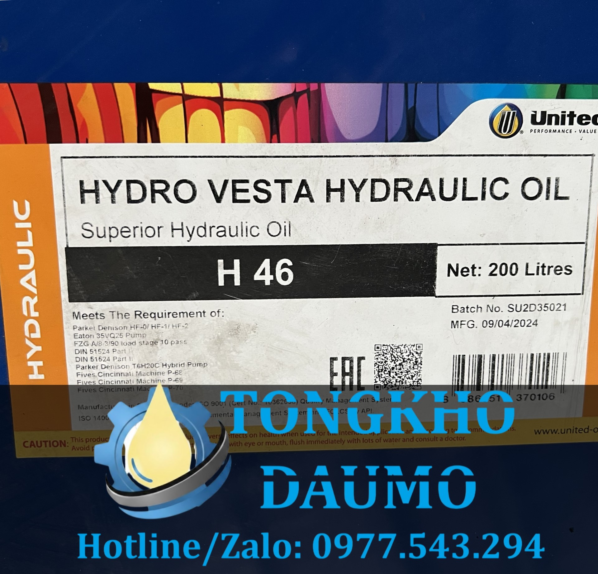 dầu thủy lực hydro vesta hydraulic oil h 46