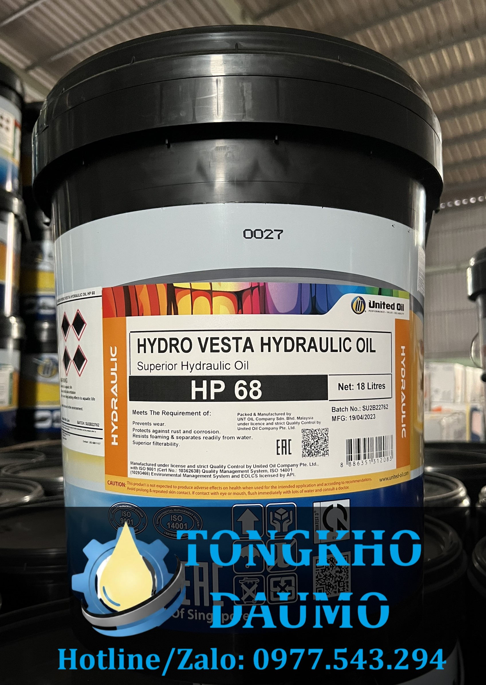 dầu thủy lực chống mài mòn united hydro vesta hydraulic oil hp 32 46 68